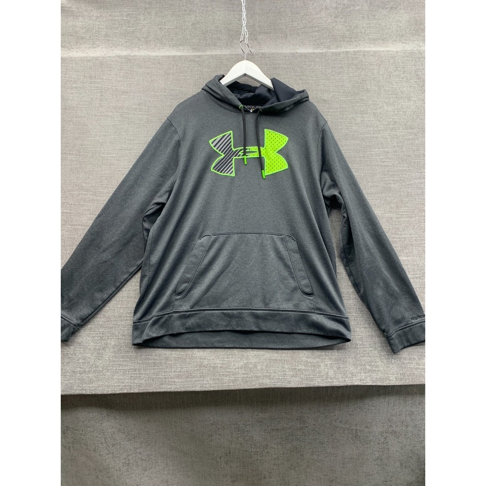 Under Armour Storm Hoodie Mens Large Charcoal Gray Graphic Print Loose Fit Gym